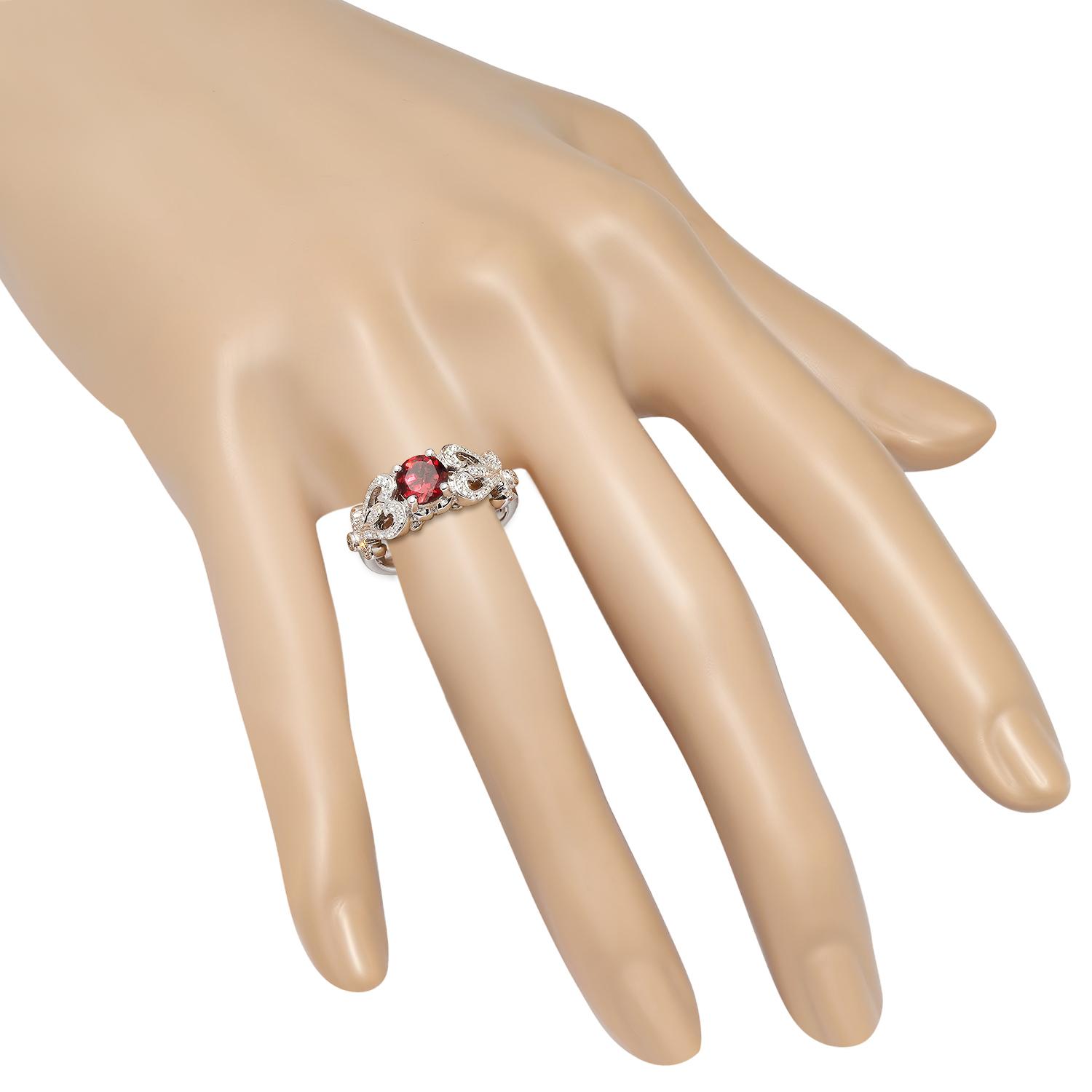 14K White Gold Setting with 1.08ct Garnet and 0.35ct Diamond Ring