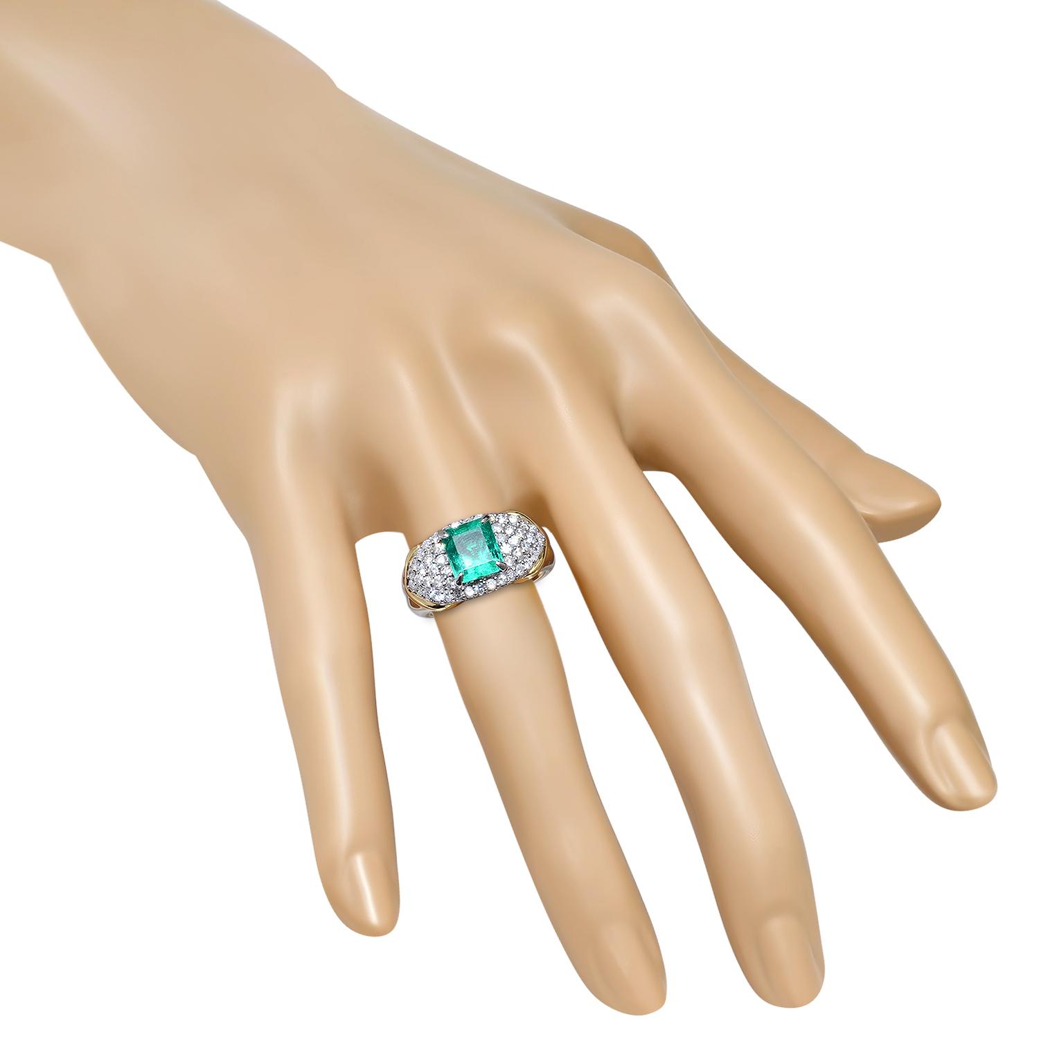 18K Yellow Gold Setting with 2.14ct Emerald and 0.82ct Diamond Ladies Ring