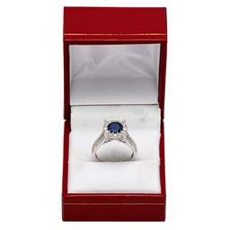 14k White Gold 1.21ct Lab Created Sapphire 1.24ct Diamond Ring