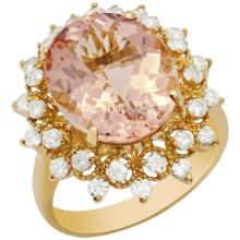 14k Yellow Gold 6.33ct Morganite and 0.80ct Diamond Ring