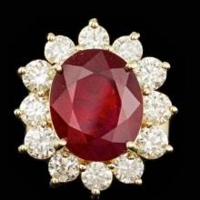 14K Yellow Gold 9.25ct Ruby and 3.17ct Diamond Ring