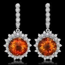 14K Gold 12.92ct Citrine 2.10ct Diamond Earrings