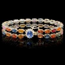 14K Gold 26.61ct Sapphire 1.35ct Diamond Bracelet