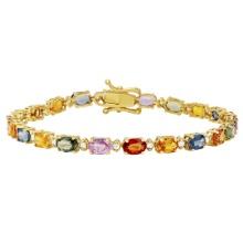 14k Yellow Gold 11.97ct Sapphire 0.57ct Diamond Bracelet