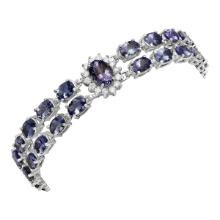 14k White Gold 17.96ct Tanzanite 1.31ct Diamond Bracelet