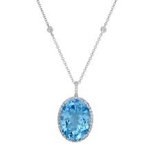 18K White Gold Setting with 20.43ct Blue Topaz and 0.86ct Diamond Pendant