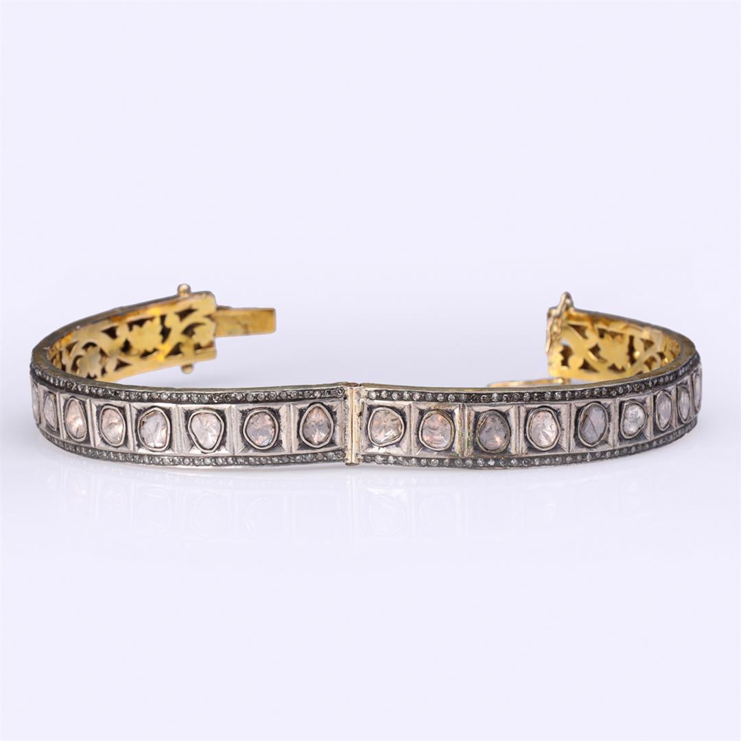 Vintage Indian Gold Topped Silver & Diamond Bangle