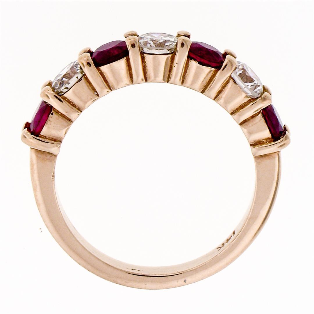 New 14K Rose Gold 4.25mm Shared Prong 2.29 ctw Big Round Diamond & Ruby Band Rin