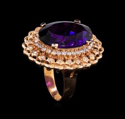 14KT Rose Gold 9.45 ctw Amethyst and Diamond Ring