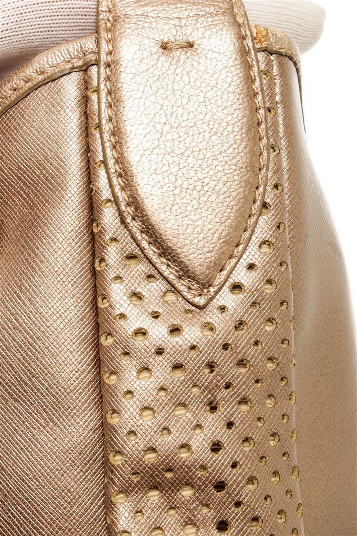 Salvatore Ferragamo Light Bronze Leather Perforated Hobo Bag