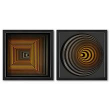 Oervegn - II et Vonal - Fegn de la serie Vonal (Diptych) by Vasarely (1908-1997)