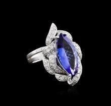 14KT White Gold 3.92 ctw Tanzanite and Diamond Ring