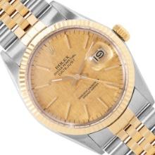 Rolex Mens Two Tone Yellow Gold And Steel 36MM Champagne Index Datejust With Rol