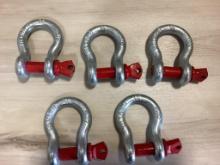 (Inv.230) 5 - New Unused Diggit 3/4" Pin Anchor Shackles