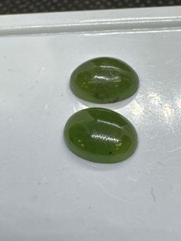 Pair Of Green Cabochon Jade Gemstones 2.20 Ct