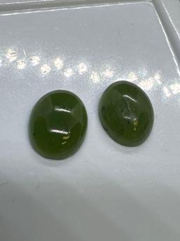 Pair Of Green Cabochon Jade Gemstones 2.20 Ct