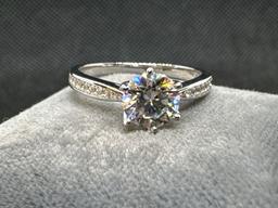 Silver 925 Moissanite Diamond Ring With GRA Certificate 2.35 Grams Size 7