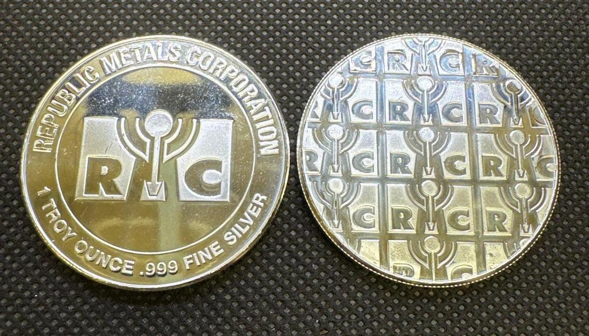 2x RMC 1 Troy Oz .999 Fine Silver Bullion Coins 2.20 Oz