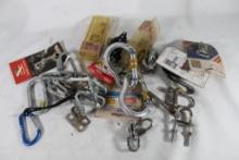 Bag of miscellaneous metal chain connectors, carabiner, etc.