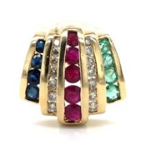 Ruby, Emerald, Sapphire and Diamond Slide Pendant