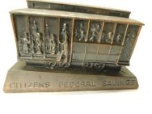 Bank, Citizens Federal Savings, 5 1/4" Long x 3" Tall