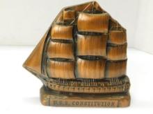 Bank, "Old Ironsides", Meridith Village Saving Bank, Never Used, Banthrico, 6 1/4" x 3 3/4" Tall