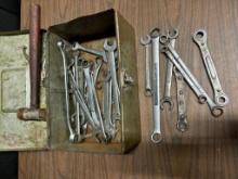 Metal Tool Box with Wrenches, hammer