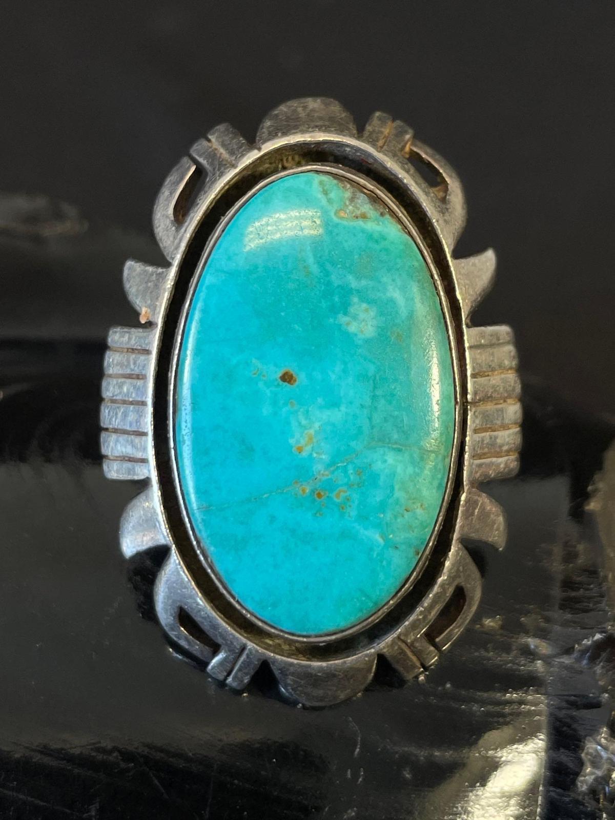 Heavy Sterling Silver Turquoise Ring