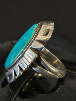 Heavy Sterling Silver Turquoise Ring