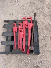 (5) RIGID PIPE WRENCHES & BRASS SLEDGE HAMMER