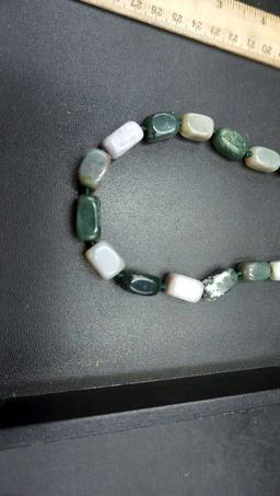 Indian Agate Beads Necklace (20-22") In Silver-Tone 560.00 Ctw