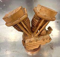 Wooden Harley Davidson Motorcycle and Engine
