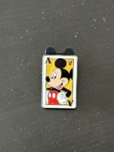 Disney Pin Trading Mickey Ace Playing Card 2014 Hidden Mickey With Mickey Pinback Disneyland