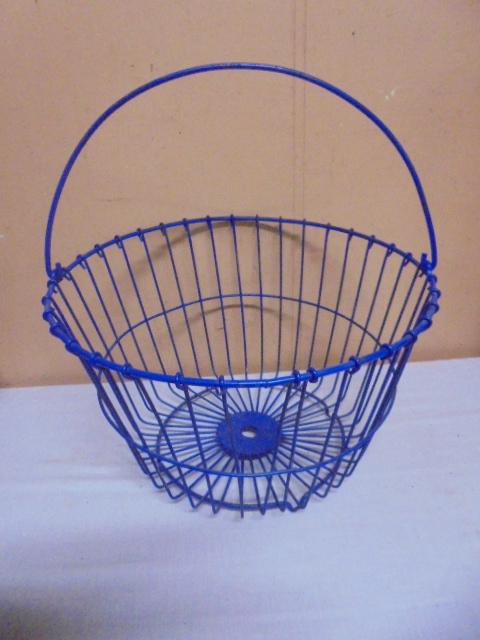 Vintage Blue Metal Egg Basket