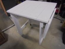Solid Wood Painted Patio/Gardening Table w/ Drop Leaf
