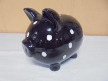 Black & White Polka Dot Ceramic Piggy Bank