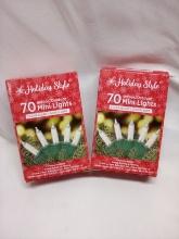 Holiday Style Indoor/Outdoor Mini Lights. Qty 2- 70 Count Clear Bulbs.