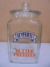 Vintage Glass Seyfert's Pretzel Jar