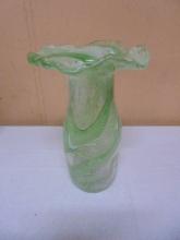 Beautiful Green Swirl Art Glass Vase