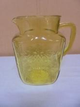 Vintage Federal Glass Madrid Yellow Glass Pitcher