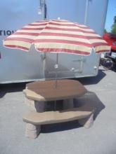 Child's Step 2 Composite Picnic Table w/ Build in Benches & Umbrella