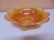 Vintage Marigold Carnival Glass Sunflower Bowl