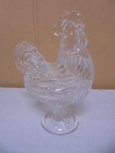 Beautiful Lead Crystal Rooster Candy Dish