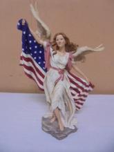 Beautiful Angel Statue w/ American Flag
