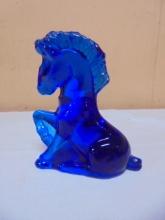 Cobalt Art Glass Horse Figurine