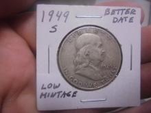 1949 S Mint Silver Franklin Half Dollar