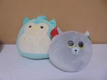 Squishmallow Owl Backpack & TY Soft Plush Cat