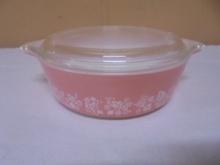 Vintage Pyrex Pink Gooseberry 1pt Casserole w/ Lid