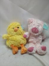 Pair of Pig and Chick Small HugMe Farm Animal Plushes for Ages 3+