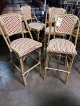 Faux Bamboo Frame Plastic Wicker Stools